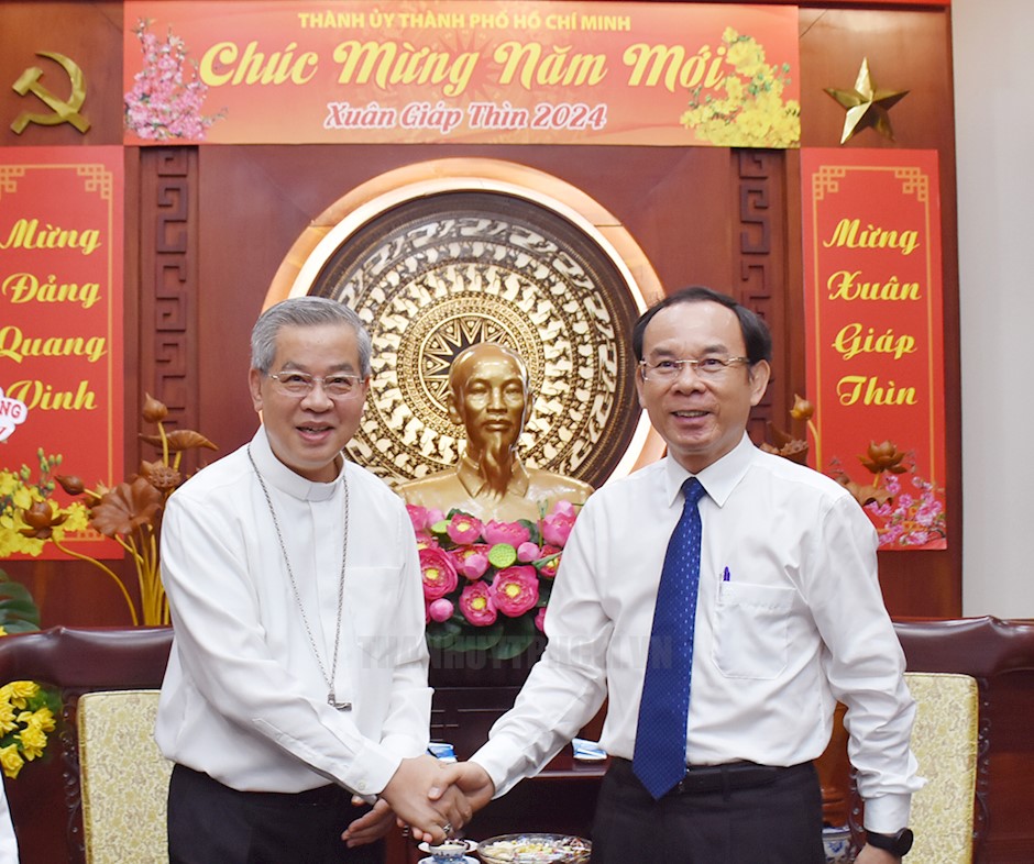 Đức Tổng Giám mục Giuse Nguyễn Năng chúc Tết Bí thư Thành ủy TPHCM Nguyễn Văn Nên