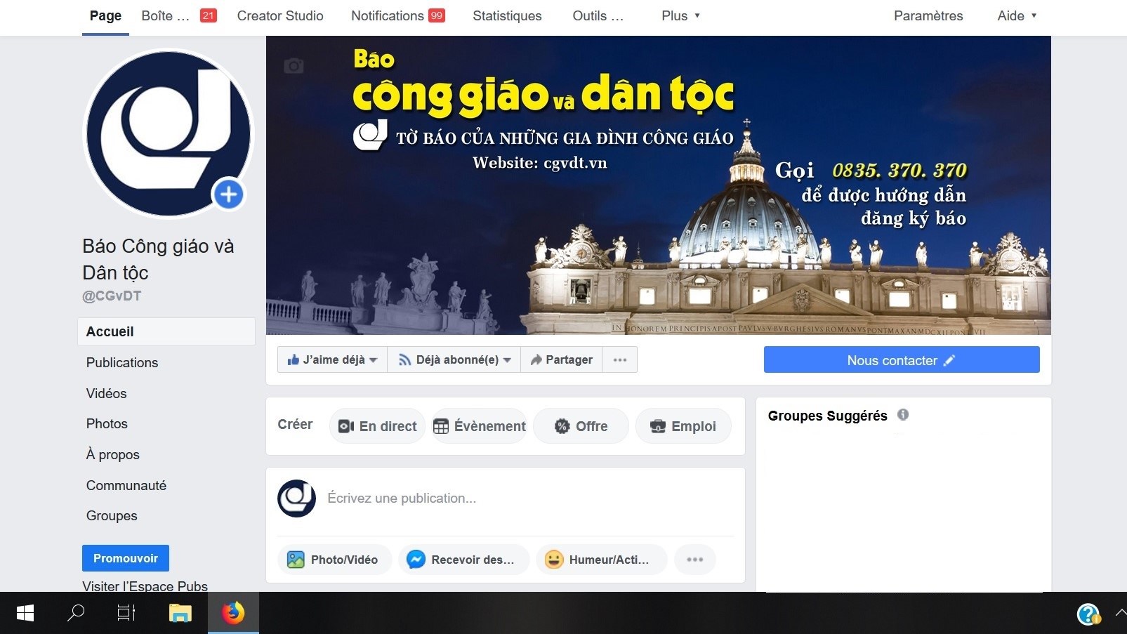 Fanpage và website duy nhất của báo Công giáo và Dân tộc