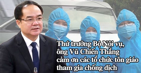 Thứ trưởng Bộ Nội vụ Vũ Chiến Thắng cảm ơn các tổ chức tôn giáo