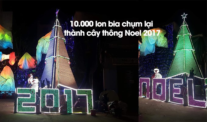 CÂY THÔNG GIÁNG SINH ĐƯỢC LÀM TỪ HƠN 10.000 VỎ LON BIA
